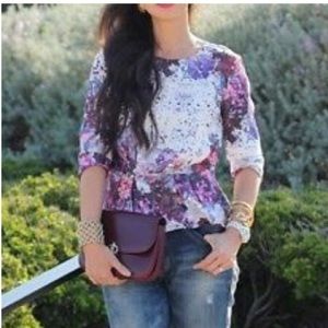 H & M watercolor Lana Del Ray peplum top